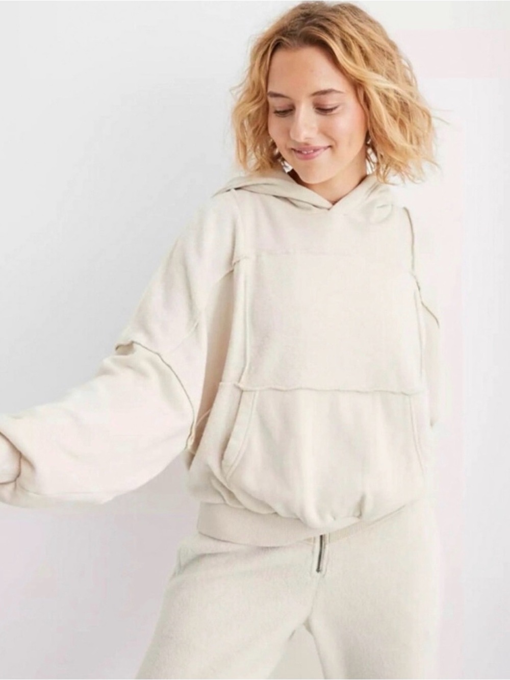 Aerie Sherpa Patchwork Hoodie